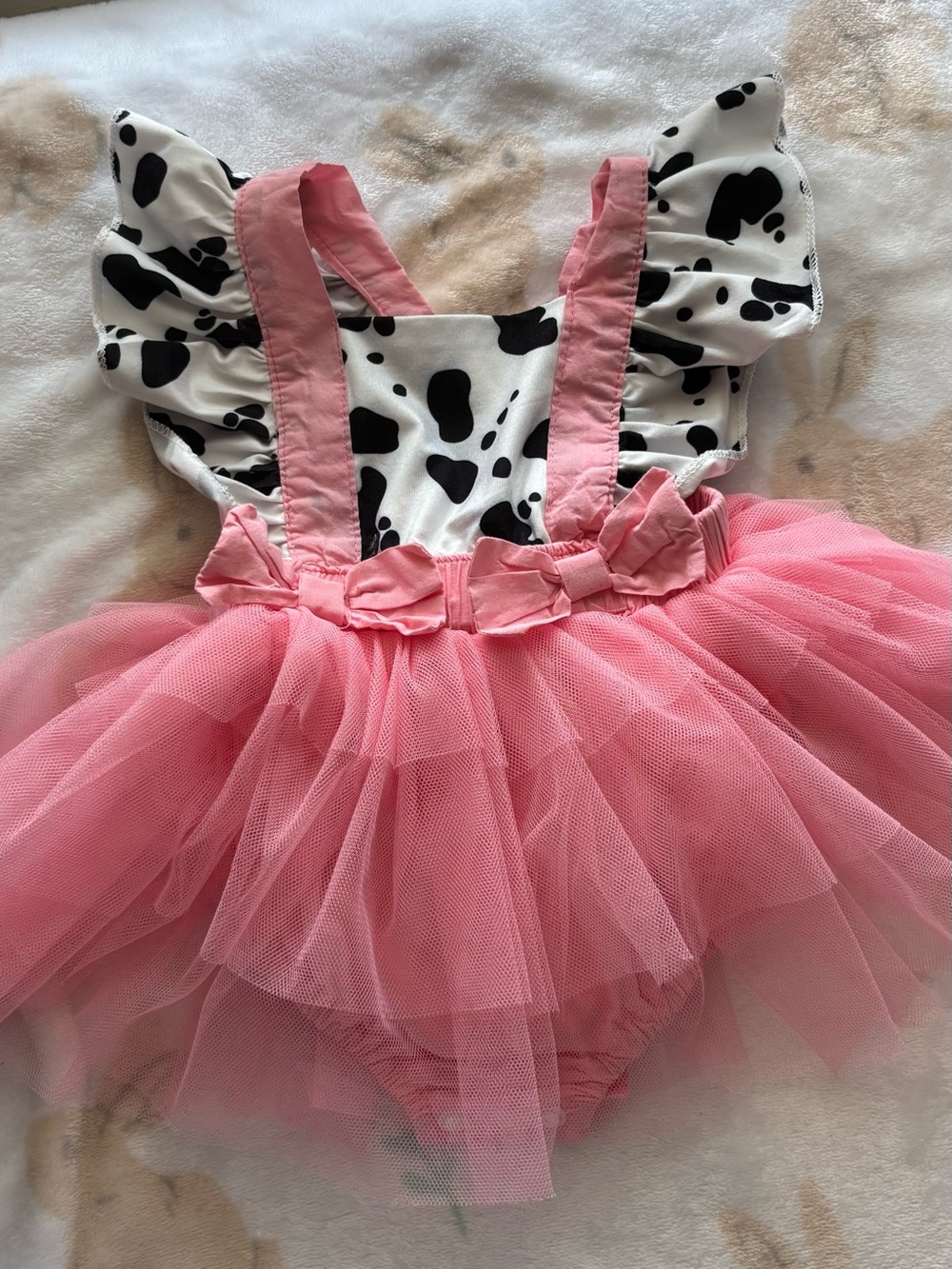 Pink Tulle Cow-Print Halloween Tutu Dress for Kids